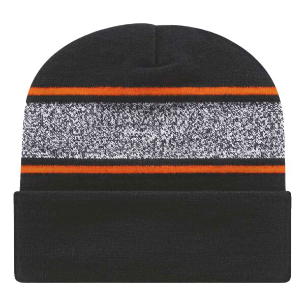 USA-Made Variegated Striped Cuffed Beanie Thumbnail
