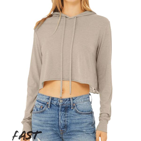 Ladies' Cropped Long Sleeve Hooded T-Shirt Thumbnail