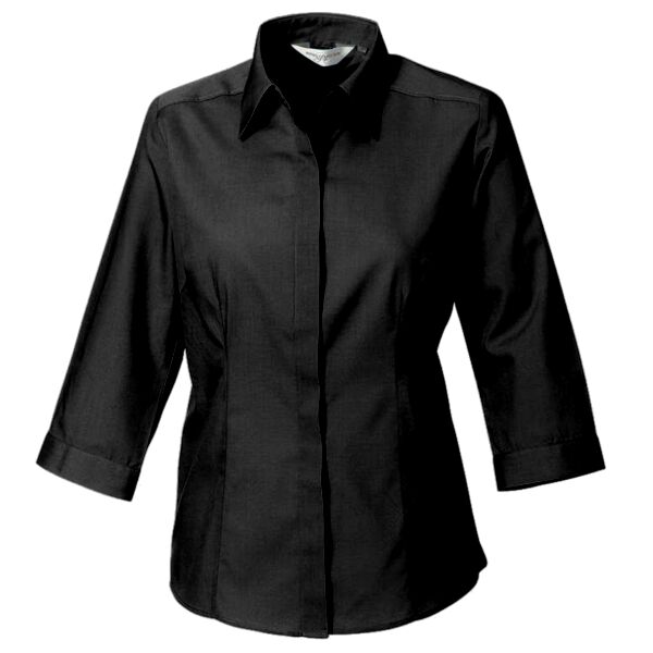 Women's ¾ sleeve polycotton easycare fitted poplin shirt Thumbnail