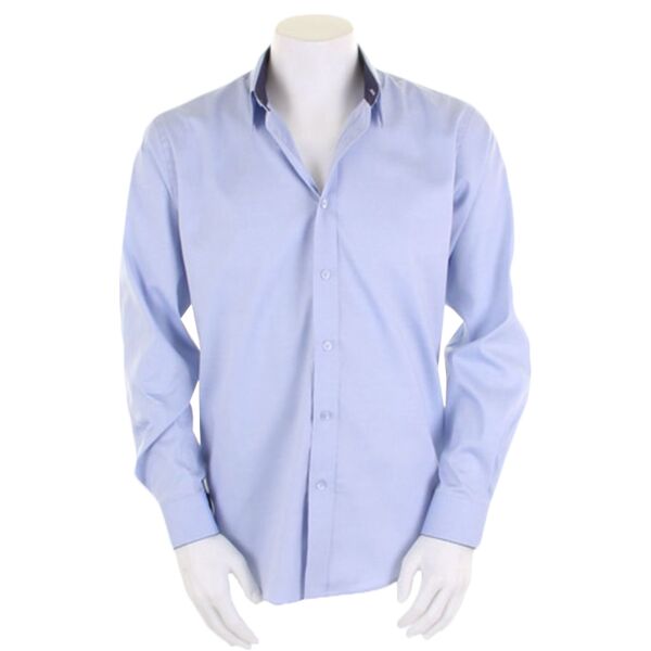 Kustom Kit Premium Contrast Long Sleeve Tailored Oxford Shirt Thumbnail