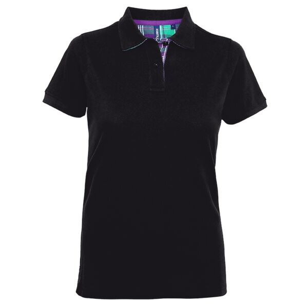 Women's check trim polo Thumbnail