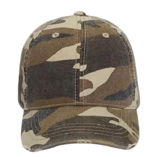 OTTO Camouflage Garment Washed Superior Cotton Twill Distressed Visor Youth Six Panel Low Profile Baseball Cap Thumbnail