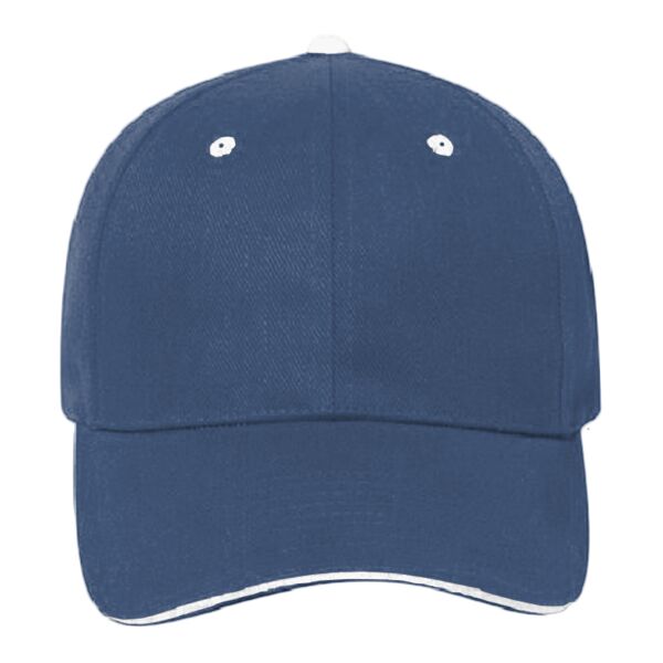 OTTO Brushed Bull Denim Sandwich Visor Six Panel Low Profile Baseball Cap Thumbnail