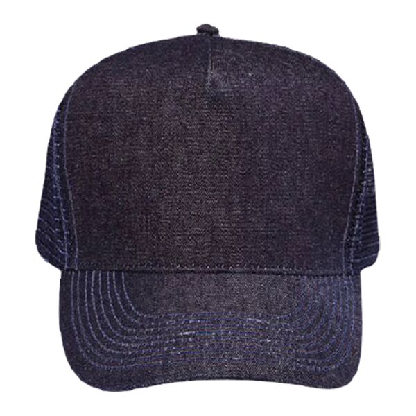 OTTO Denim Five Panel Pro Style Mesh Back Trucker Hat Thumbnail
