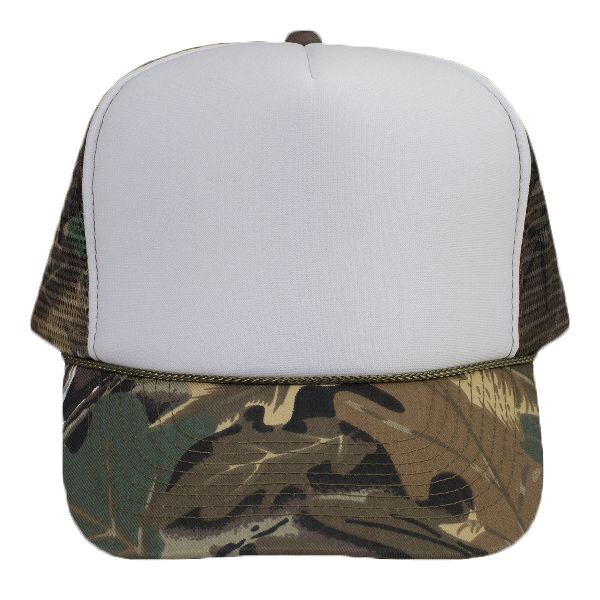 OTTO Camouflage Cotton Twill Visor Polyester Foam Front Five Panel High Crown Mesh Back Trucker Hat Thumbnail