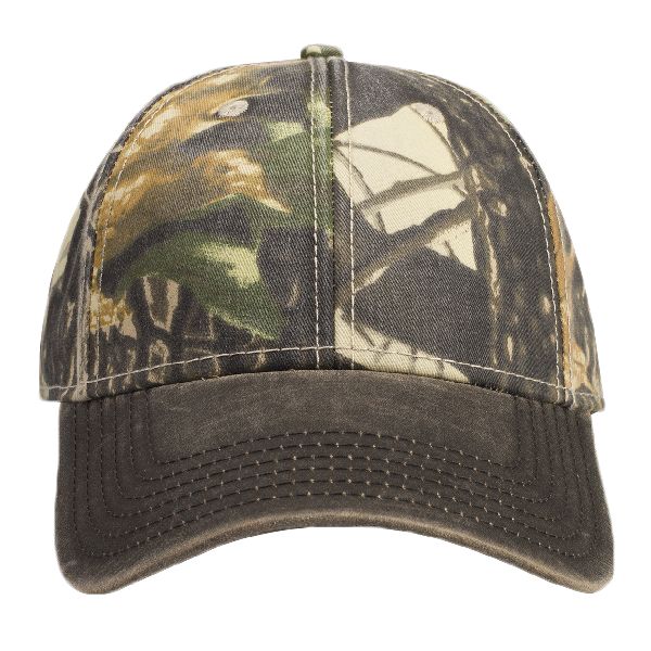 OTTO Camouflage Garment Washed Cotton Blend Twill w/ Heavy Washed PU Coated Visor Six Panel Low Profile Baseball Cap Thumbnail