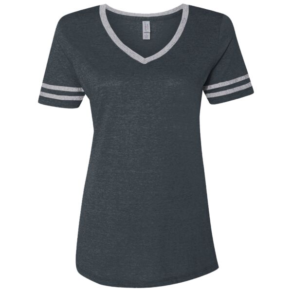 Ladies' TRI-BLEND Varsity V-Neck T-Shirt Thumbnail