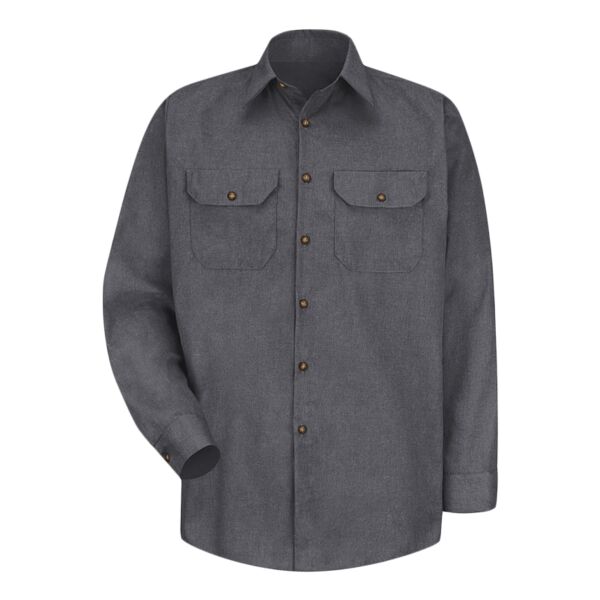 Heathered Poplin Long Sleeve Shirt - Long Sizes Thumbnail