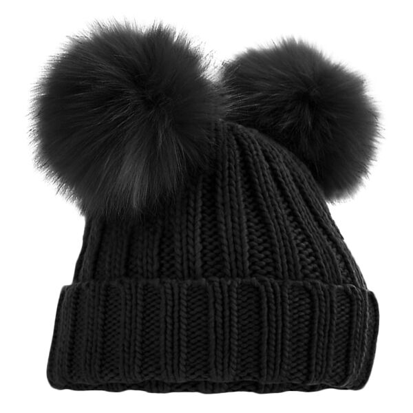 Faux Fur Double Pop Pom Beanie Thumbnail