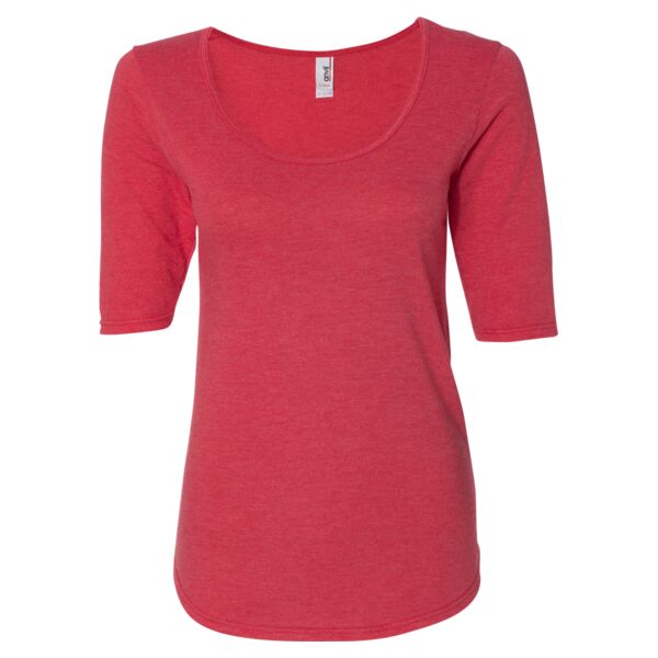 Women's Triblend Deep Scoopneck Three-Quarter Sleeve T-Shirt Thumbnail