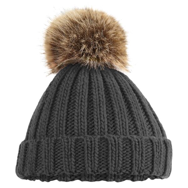 Junior Faux Fur Pom Pom Chunky Beanie Thumbnail