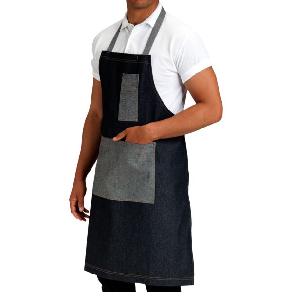 Denim Bib Apron with Contrast Pockets Thumbnail