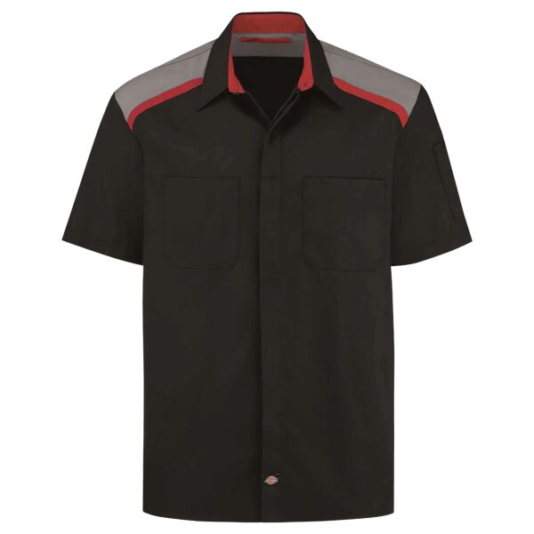 Tricolor Short Sleeve Shop Shirt - Long Sizes Thumbnail